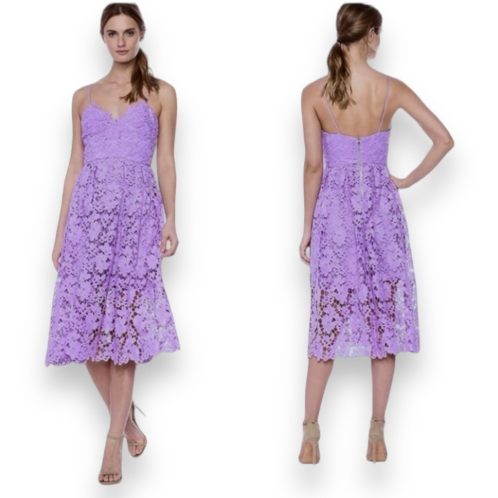 Donna Morgan Lavender Lace Midi Dress
